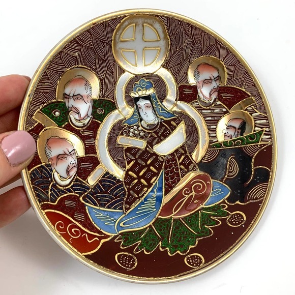 Antique 1940's Japanese hand painted small plate / tray - Picture 2 of 10